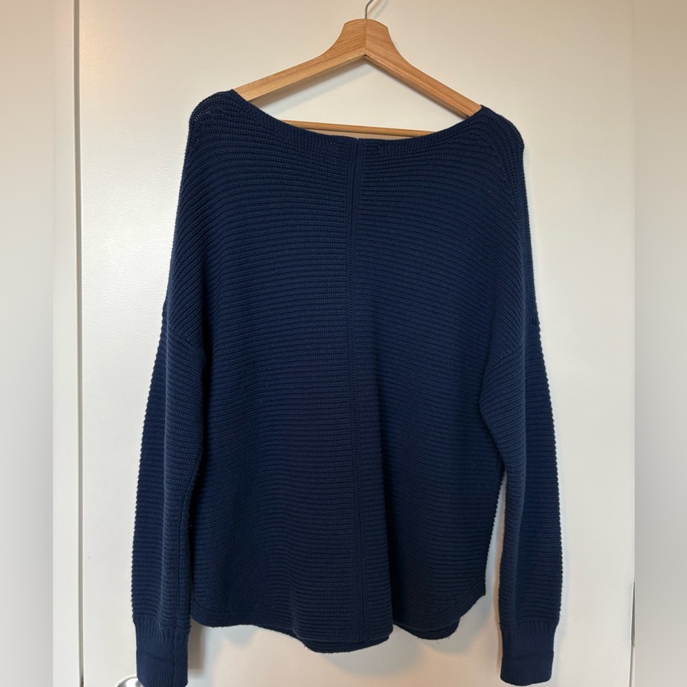White Stuff Merino Wool Navy Crew Neck Sweater | Size Large - Picture 7 of 8